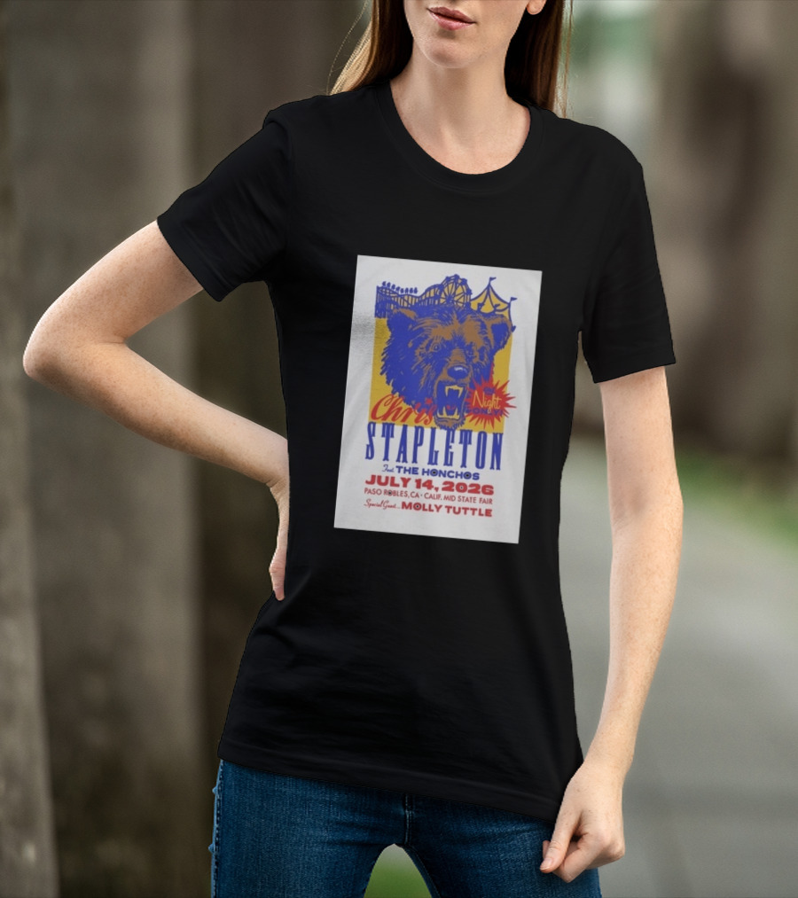 Chris Stapleton Live Concert Paso Robles CA July 14 2026 Featuring The Honchos Special Guest Molly Tuttle T-Shirt