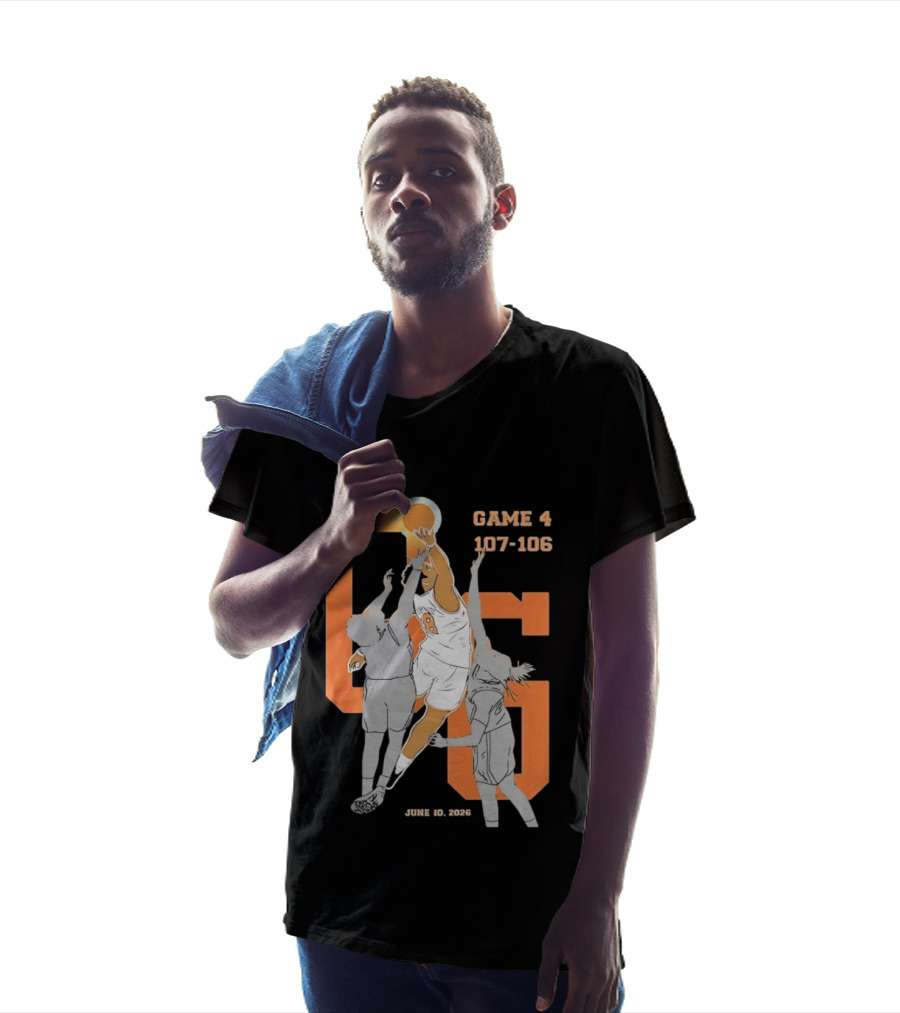 Game 4 107 106 June 10 2026 Basketball Player Dunk Action T-Shirt
