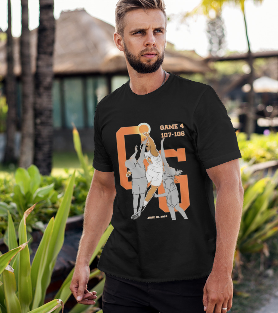 Game 4 107 106 June 10 2026 Basketball Player Dunk Action T-Shirt