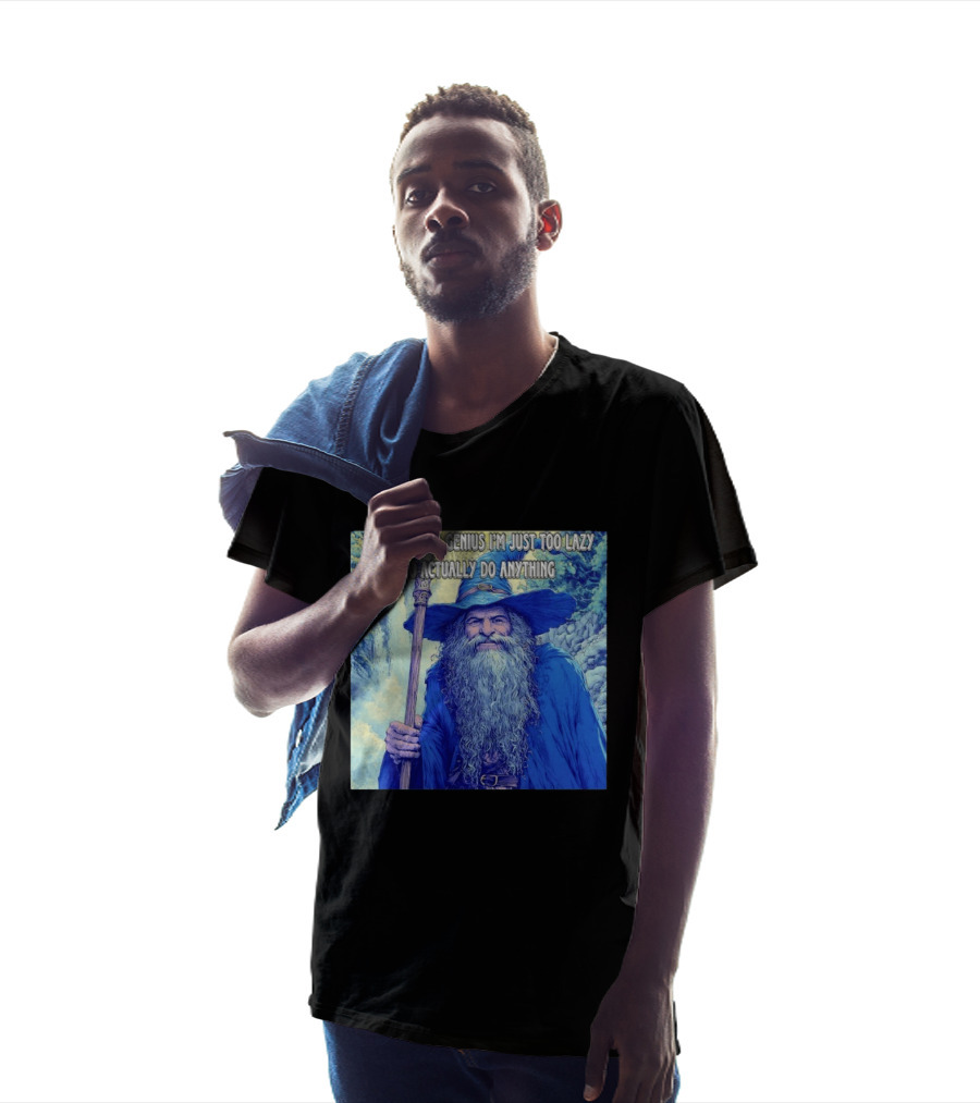 I'm Lowkey A Genius I'm Just Too Lazy To Actually Do Anything Wizard Fantasy Waterfall T-Shirt