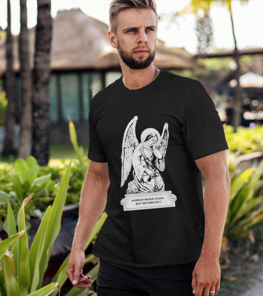Horror Never Stops Angel With Rifle Resilience T-Shirt