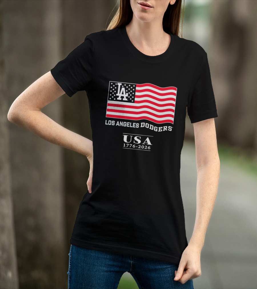 Los Angeles Dodgers USA Flag 1776 2026 T-Shirt