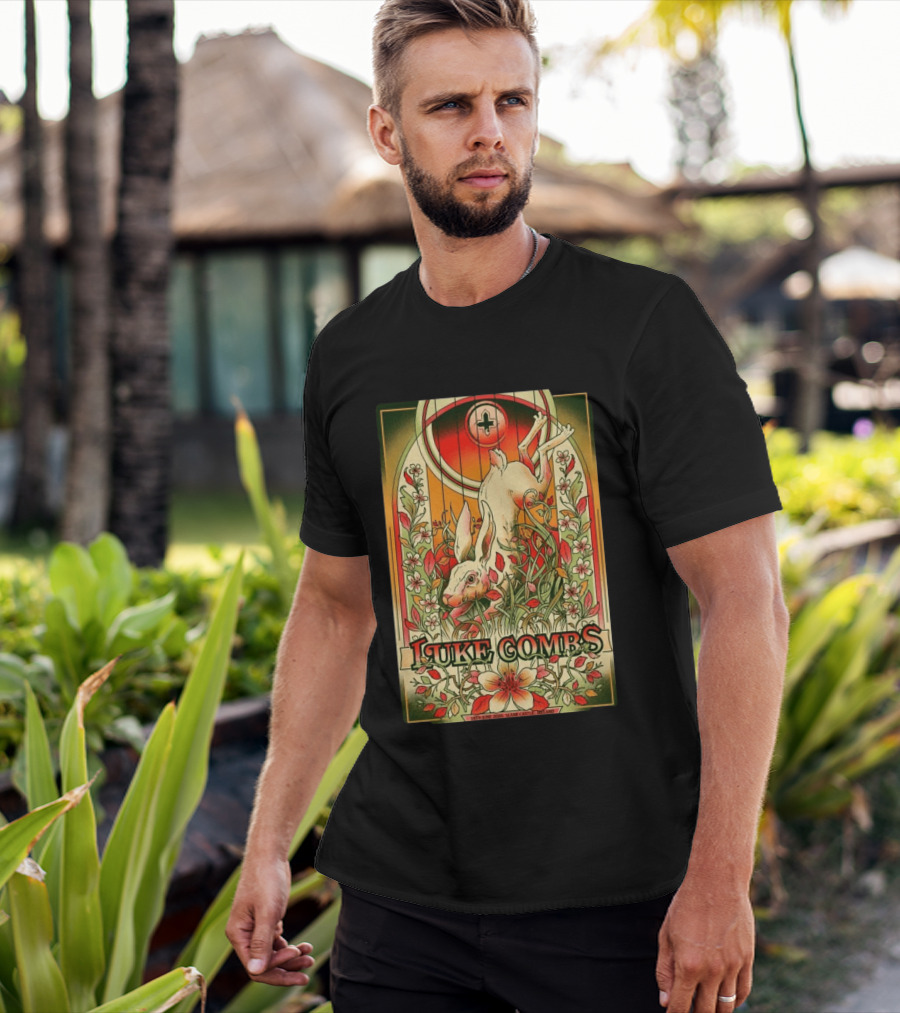 Luke Combs Slane Castle Ireland June 18 2026 Rabbit Floral Art Deco T-Shirt
