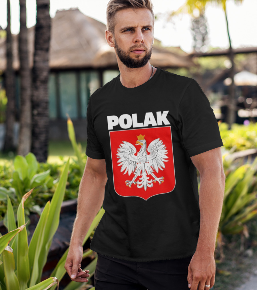Polak Polish Eagle Emblem White Text Red T-Shirt