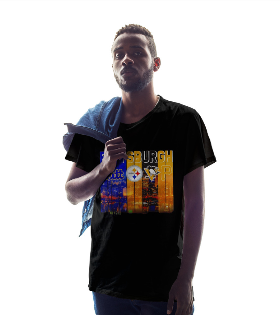 Pittsburgh Pitt Steelers Penguins Pirates City Skyline T-Shirt