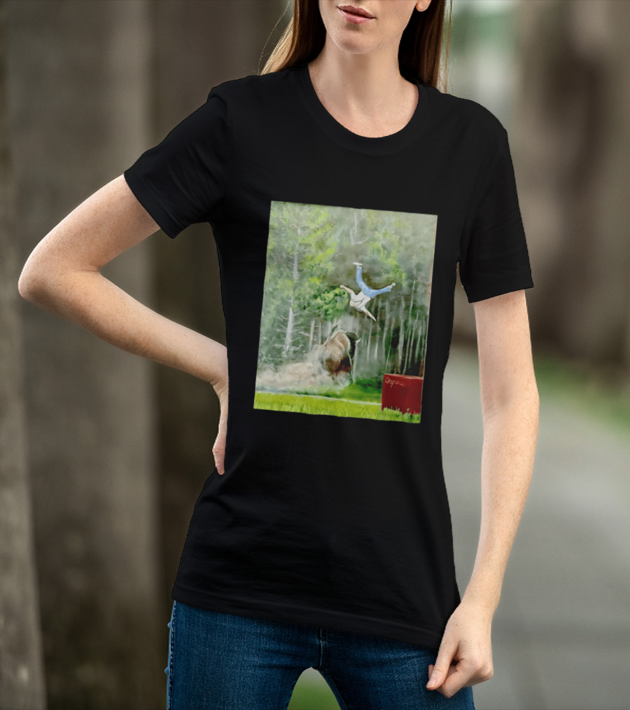Sportman Epic Bison Attack Wildlife Painting T-Shirt