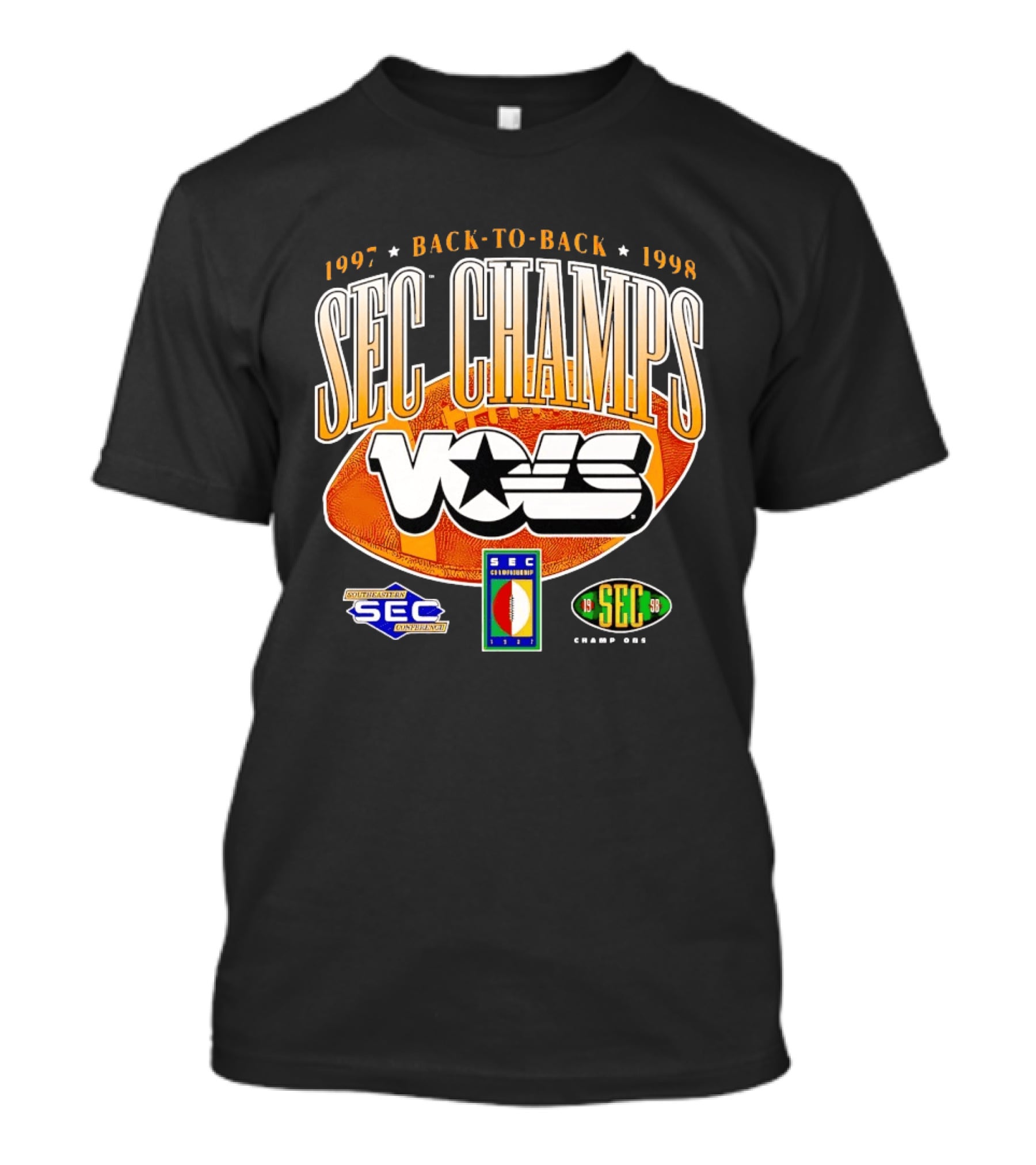 Tennessee Volunteers Vols SEC Champs Back To Back 1997 1998 Football Southeastern Conference Championship T-Shirt