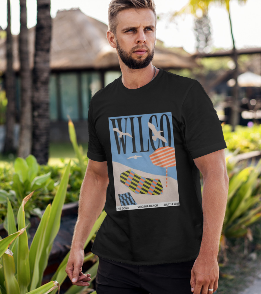 Wilco Concert The Dome Virginia Beach July 14 2026 Seagulls Beach Umbrellas T-Shirt