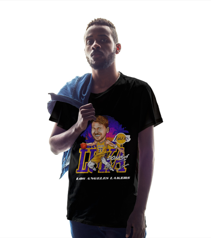 Luka Doncic 77 Los Angeles Lakers Skyline Cartoon T-Shirt