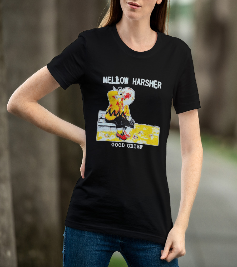 Mellow Harsher Good Grief Charlie Brown Drinking Image T-Shirt
