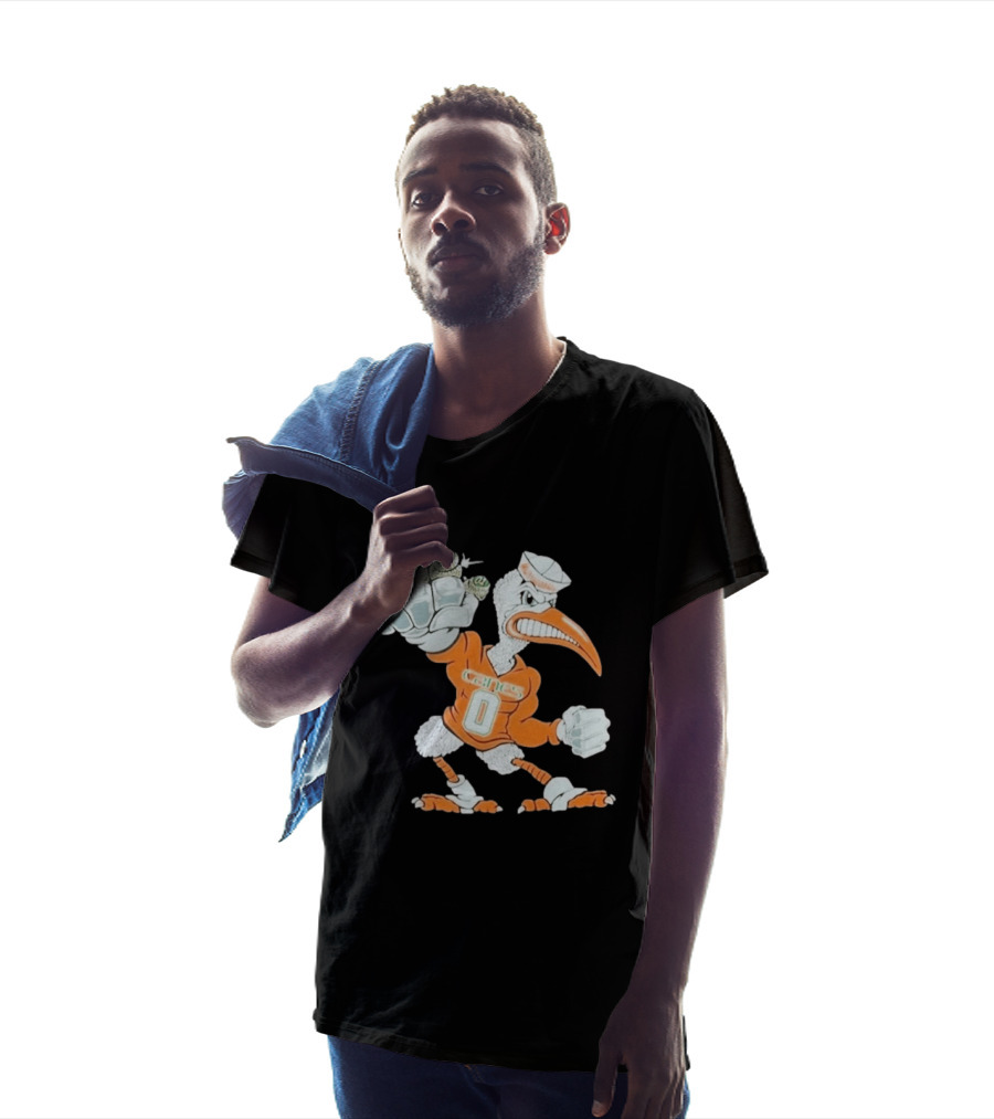 Miami Hurricanes Sebastian The Ibis 5 Rings Champs 1983 1987 1989 1991 2001 T-Shirt