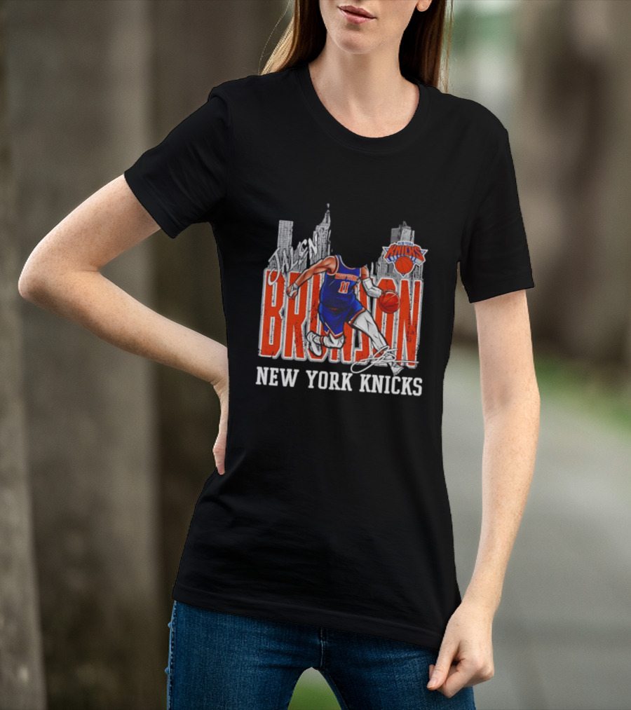 Jalen Brunson New York Knicks Basketball City Skyline T-Shirt