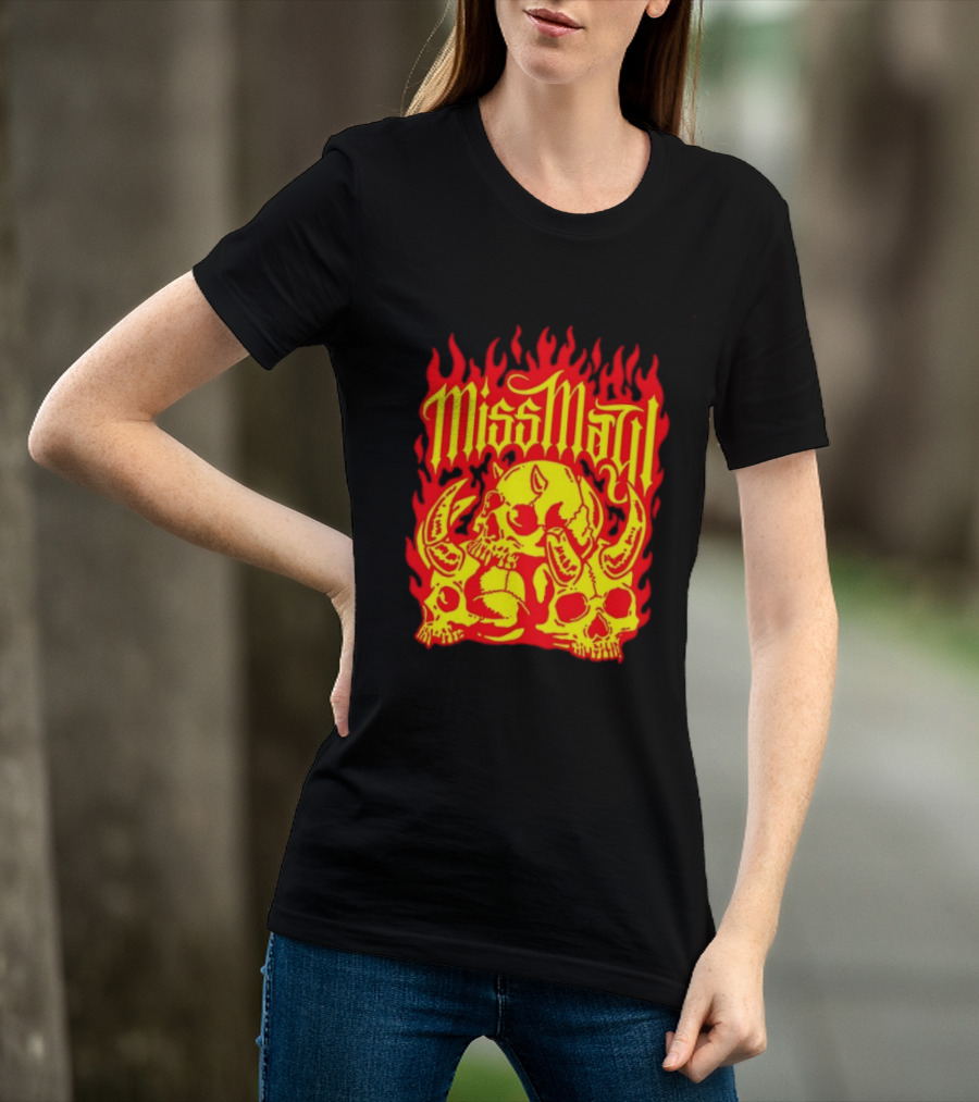 Miss May I Flaming Skulls Fire Metalcore Band T-Shirt