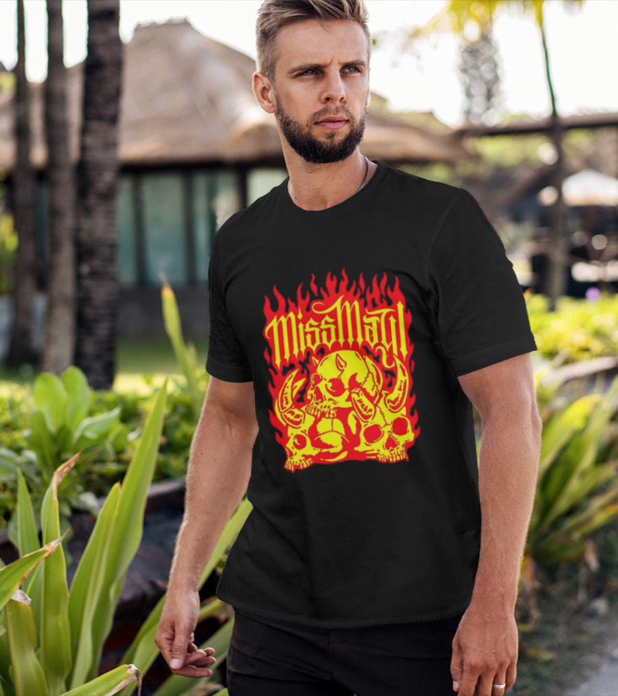 Miss May I Flaming Skulls Fire Metalcore Band T-Shirt