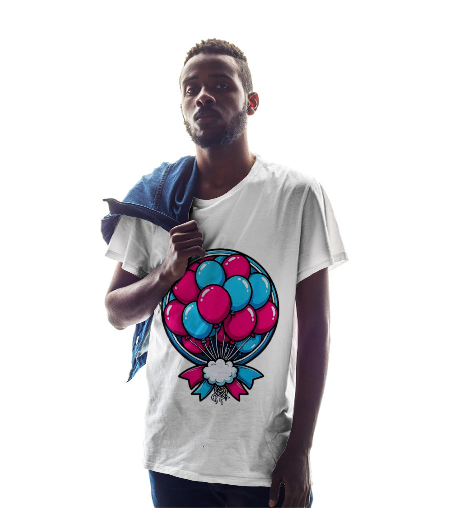 Balloon Bouquet Cartoon Vibrant Pink And Blue Celebration T-Shirt