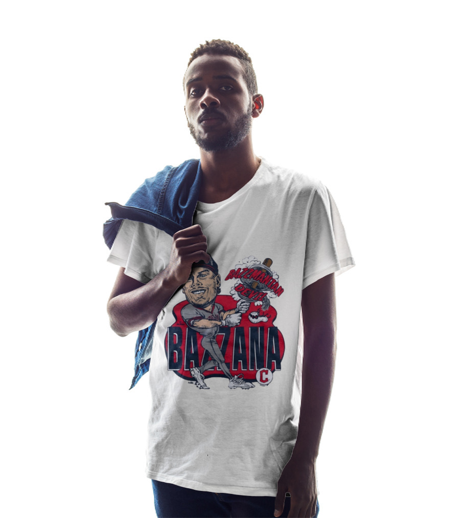 Bazzana Bazzmanian Devil Cleveland Guardians Caricature Baseball Player T-Shirt