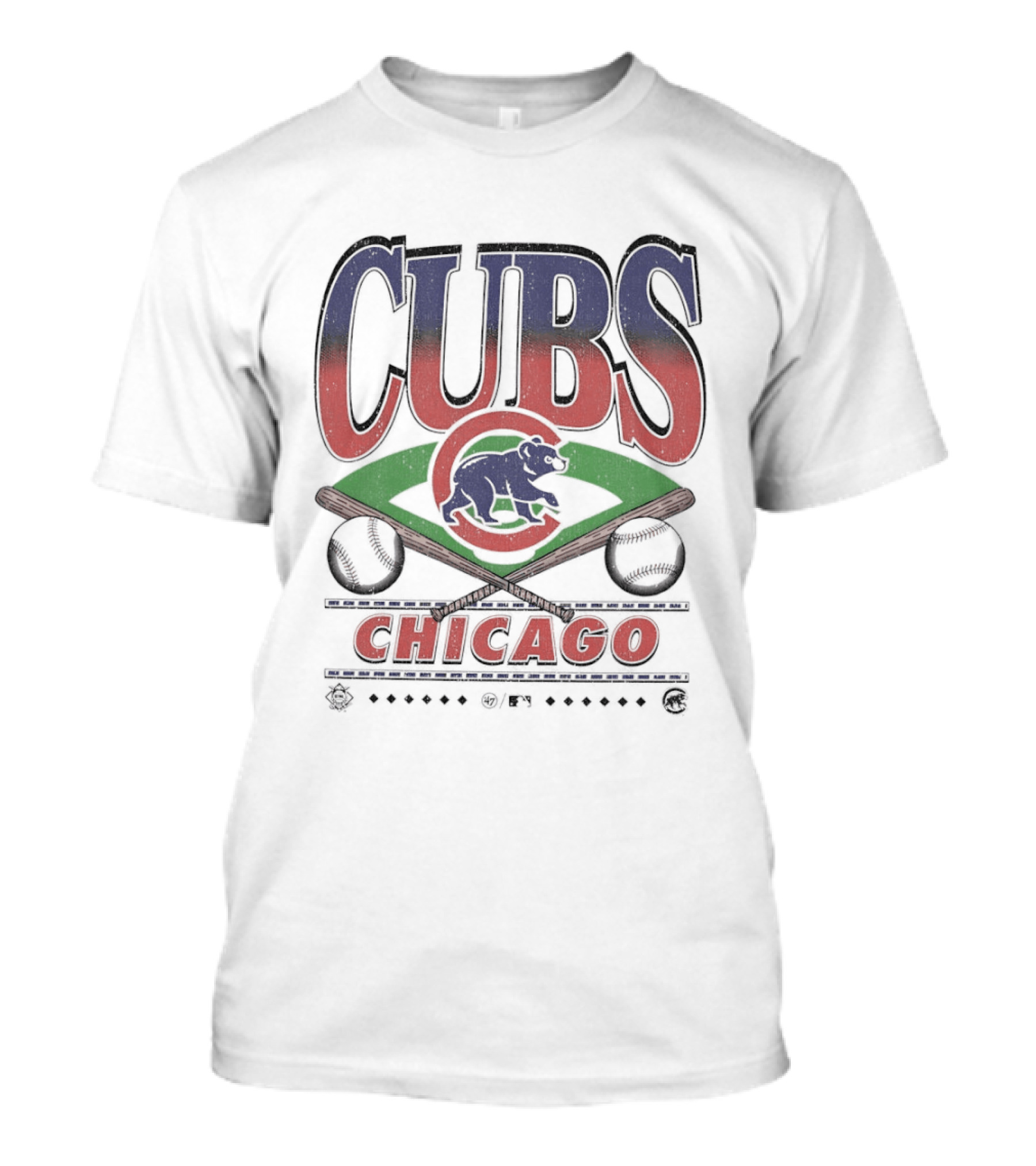 Chicago Cubs Baseball MLB Vintage Logo Crossed Bats T-Shirt