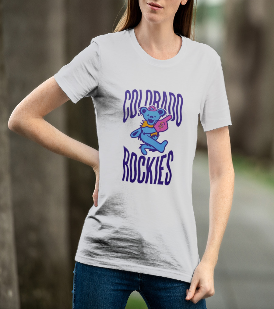 Colorado Rockies Grateful Dead Dancing Bear Sports Fan T-Shirt