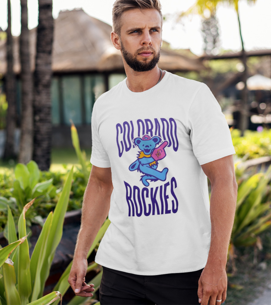 Colorado Rockies Grateful Dead Dancing Bear Sports Fan T-Shirt
