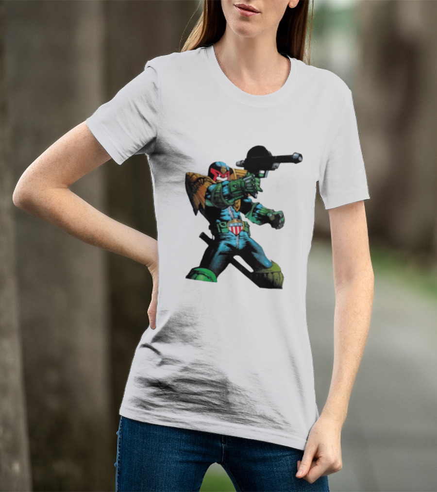 Judge Dredd Lawgiver Comic Book Character With Iconic Helmet T-Shirt