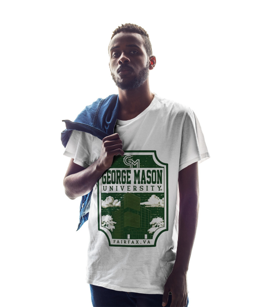George Mason University GMU Fairfax VA Campus Scene Retro Vintage Green T-Shirt