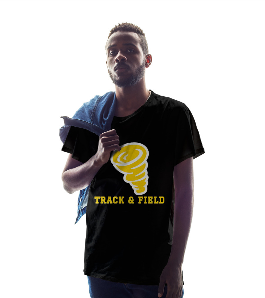 Tornado Track And Field Yellow Swirl Team Athletics T-Shirt