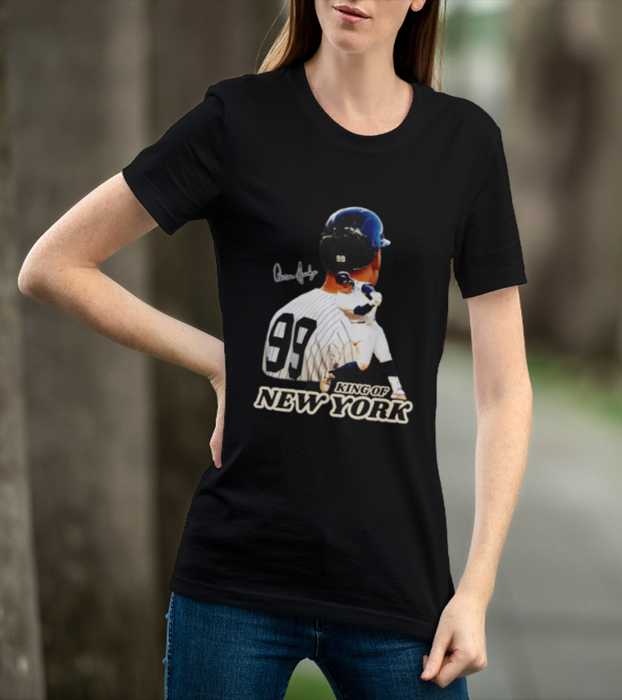 Aaron Judge 99 King Of New York Yankees Baseball Player Signed T-Shirt