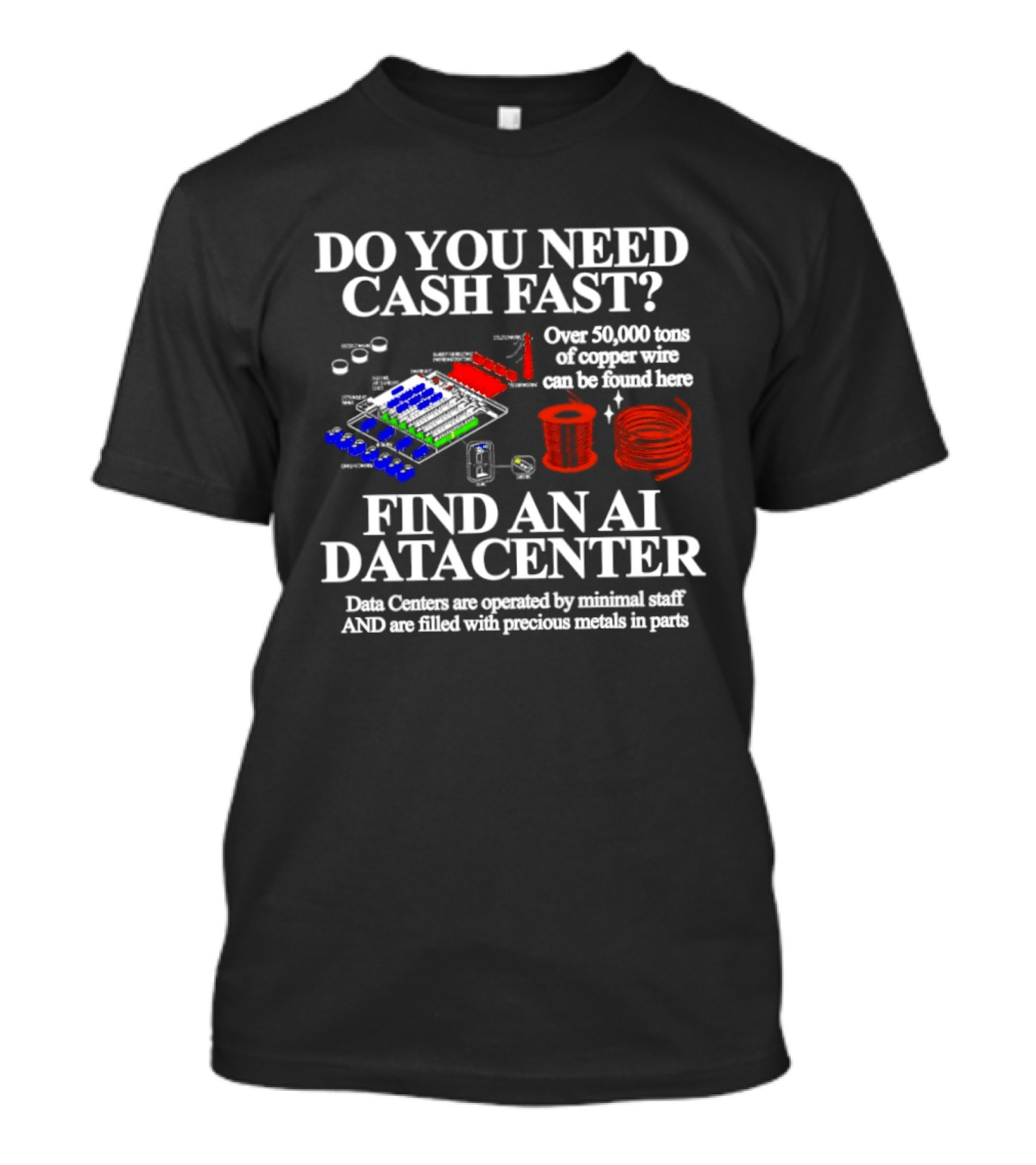 Do You Need Cash Fast Find An AI Datacenter Over 39000 Tons Of Copper Wire Can Be Stolen Here Precious Metals In Pails T-Shirt