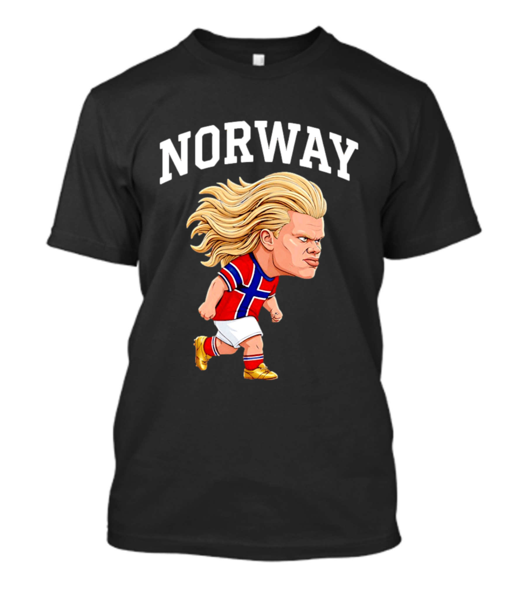 Erling Haaland Norway Football Player Caricature Nordic Soccer Star T-Shirt