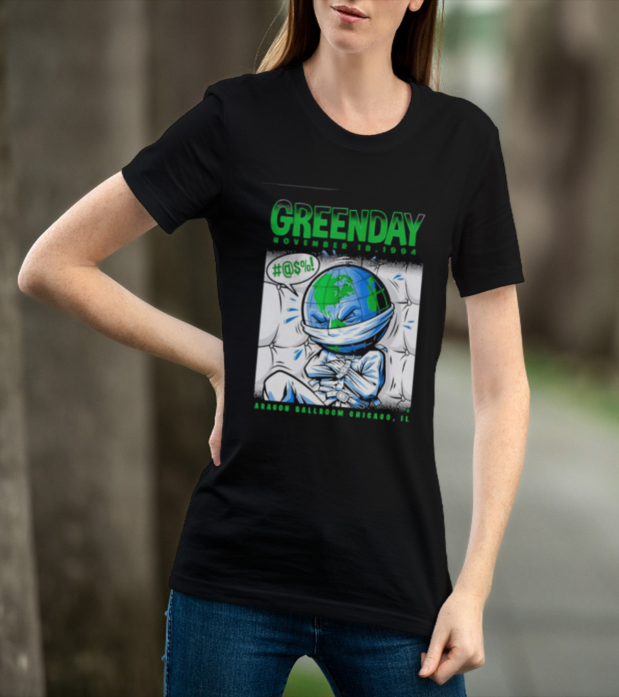 Greenday November 18 1994 Aragon Ballroom Chicago IL Earth T-Shirt