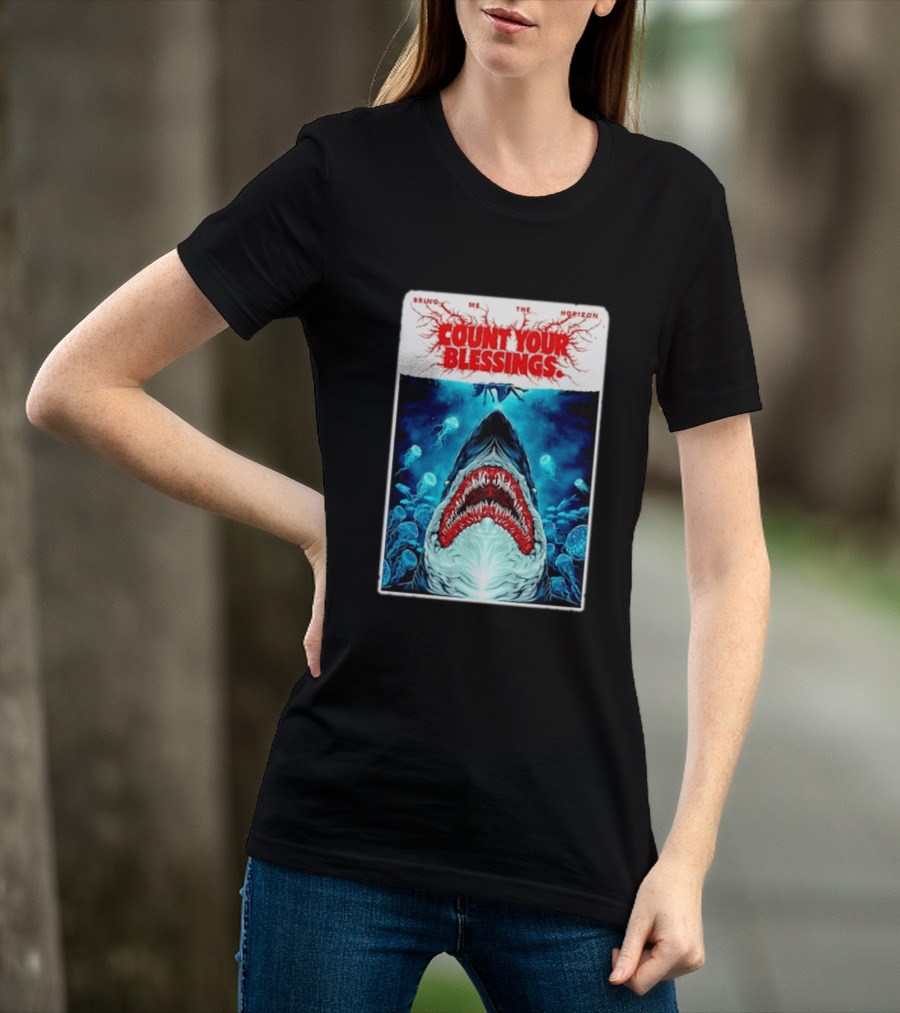 Bring Me The Horizon Count Your Blessings Shark And Jellyfish Ocean Scene T-Shirt