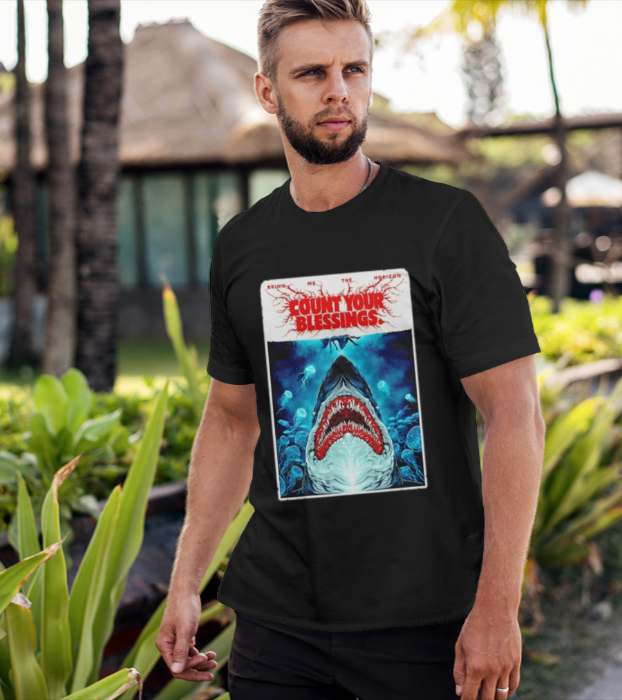 Bring Me The Horizon Count Your Blessings Shark And Jellyfish Ocean Scene T-Shirt
