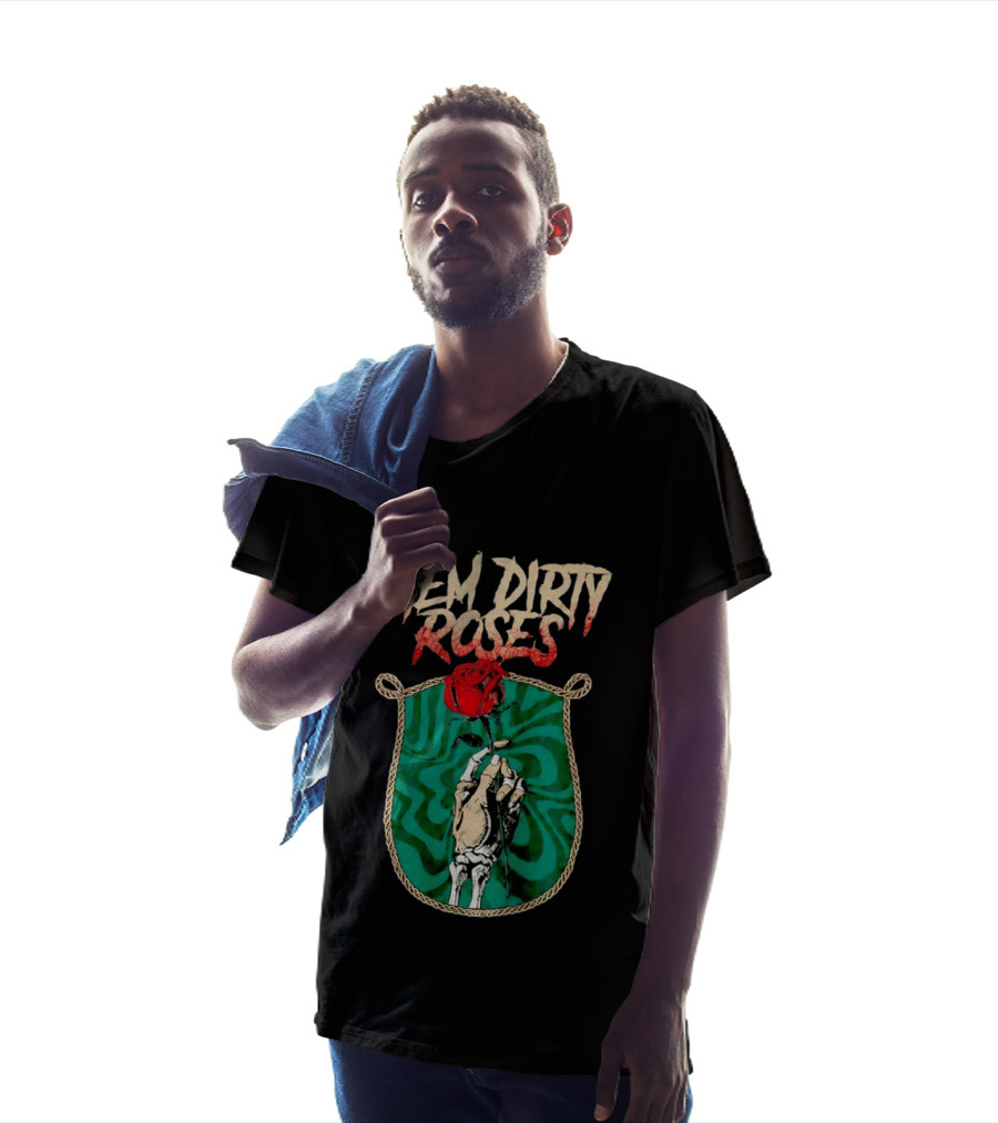 Them Dirty Roses Skeleton Hand Red Rose T-Shirt