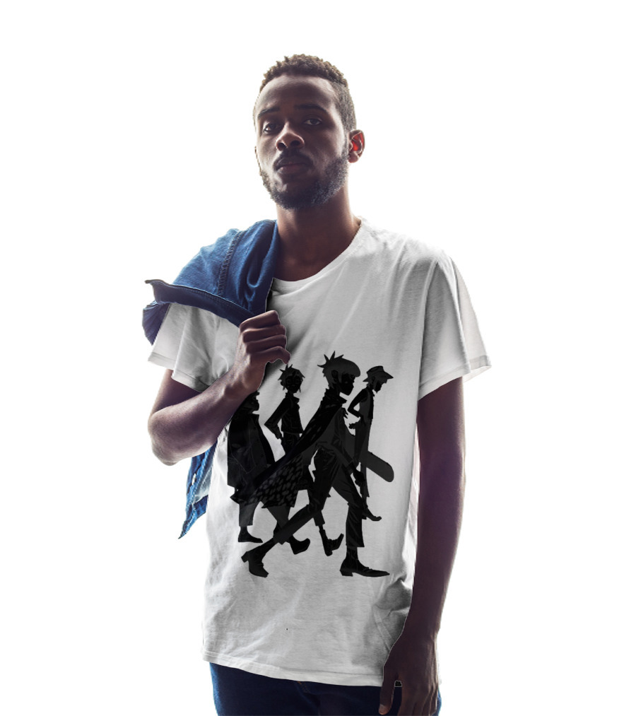 Gorillaz Band Members Silhouettes Dark Shadows Walking T-Shirt