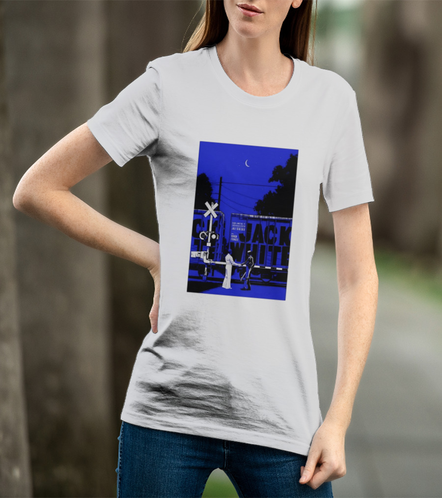 Jack White Rough Francis Essex Junction VT July 15 2026 Train Crossing Night Scene Moon T-Shirt