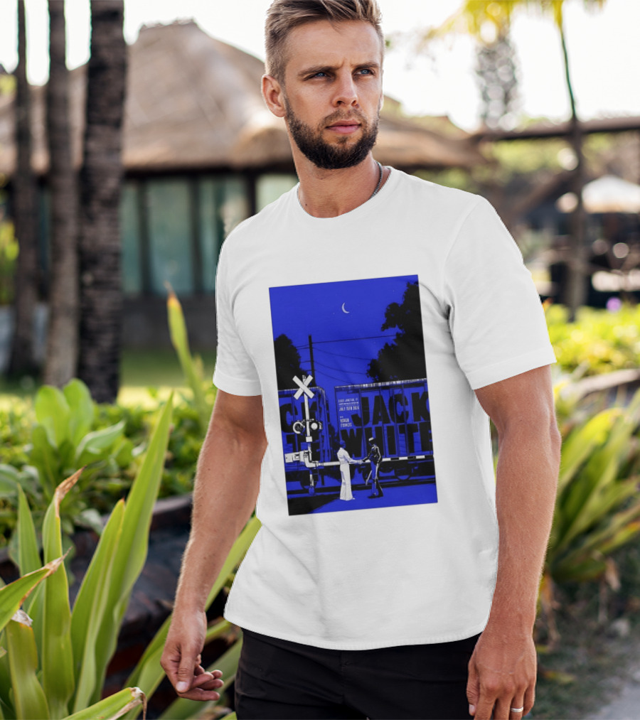 Jack White Rough Francis Essex Junction VT July 15 2026 Train Crossing Night Scene Moon T-Shirt