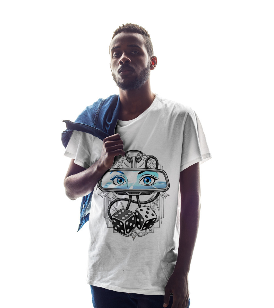 Rearview Mirror Eyes And Hanging Dice Car Accessories T-Shirt