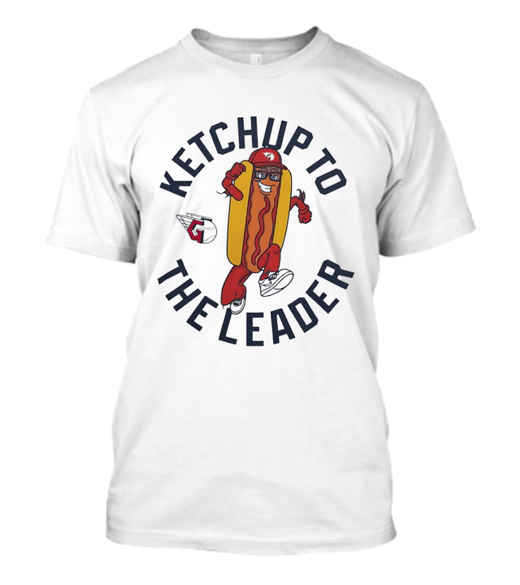 Ketchup To The Leader Hot Dog Baseball Funny Cool Running T-Shirt
