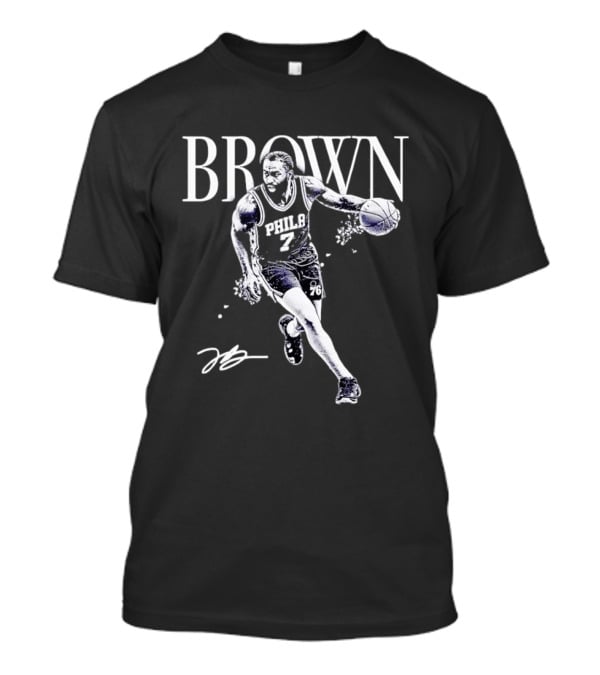 Brown 7 Philadelphia 76ers Basketball Player Halftone T-Shirt