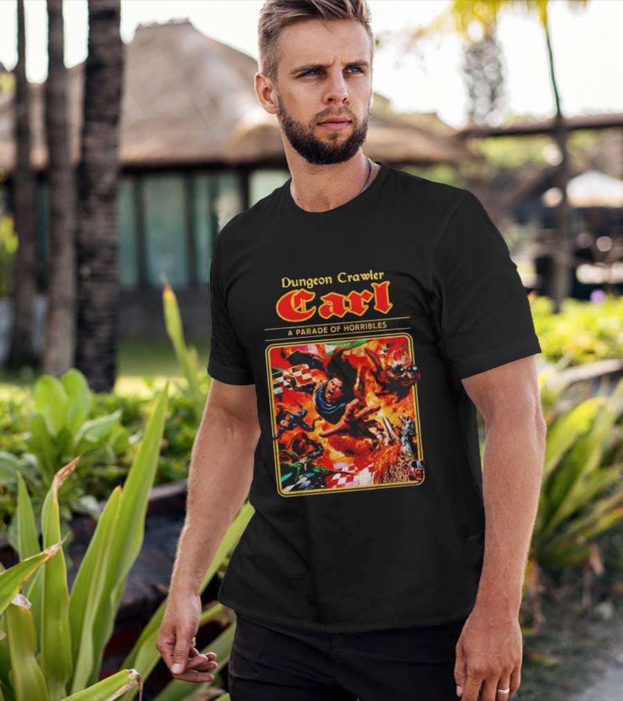 Dungeon Crawler Carl A Parade Of Horribles Fiery Adventure Scene With Characters T-Shirt