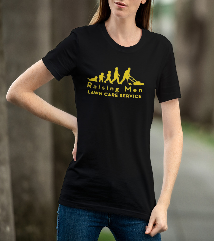 Raising Men Lawn Care Service Family Mowing Progression T-Shirt