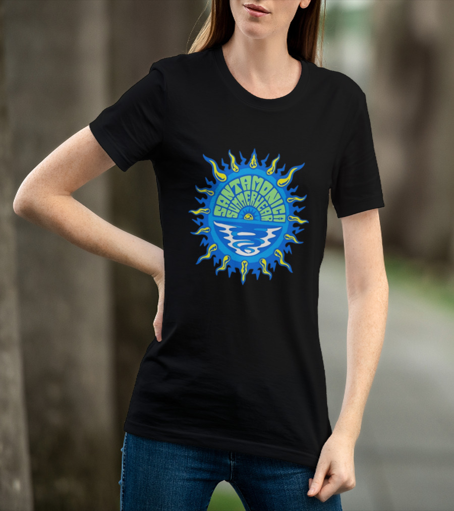 Santa Monica Summerwear Sun And Ocean Beach Radiant Waves T-Shirt