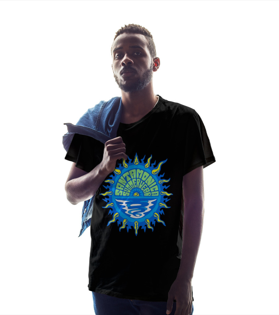 Santa Monica Summerwear Sun And Ocean Beach Radiant Waves T-Shirt