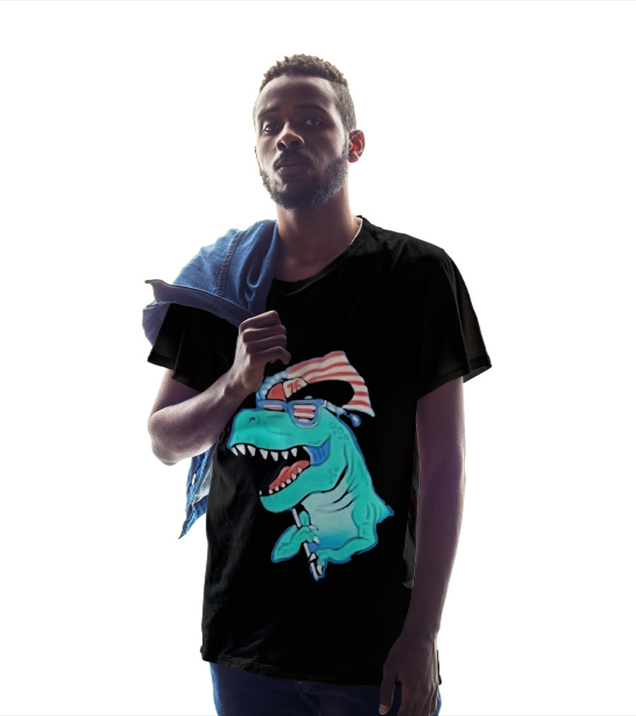 Patriotic Rex American Flag Sunglasses 76 Dinosaur T-Shirt