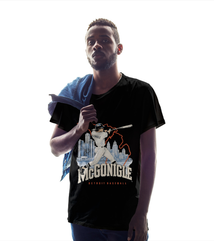 McGonigle Detroit Baseball Vintage Player Retro Skyline T-Shirt