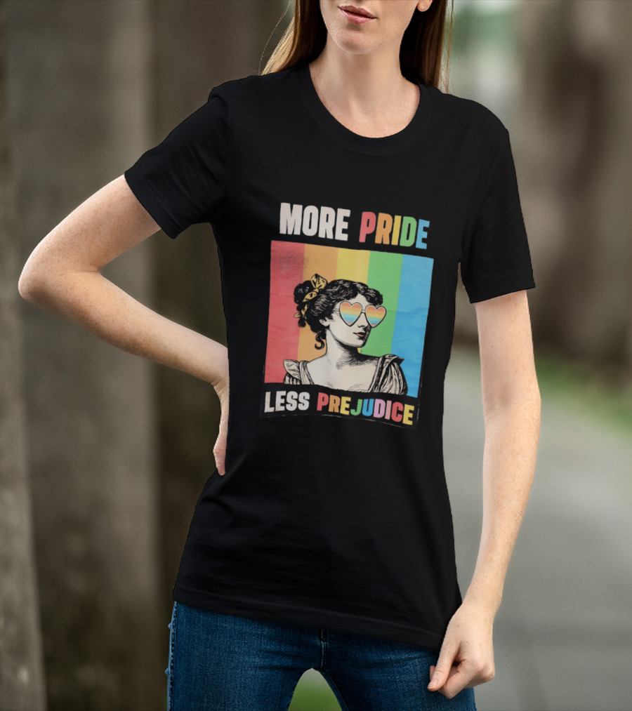 More Pride Less Prejudice Rainbow Heart Sunglasses Regency T-Shirt