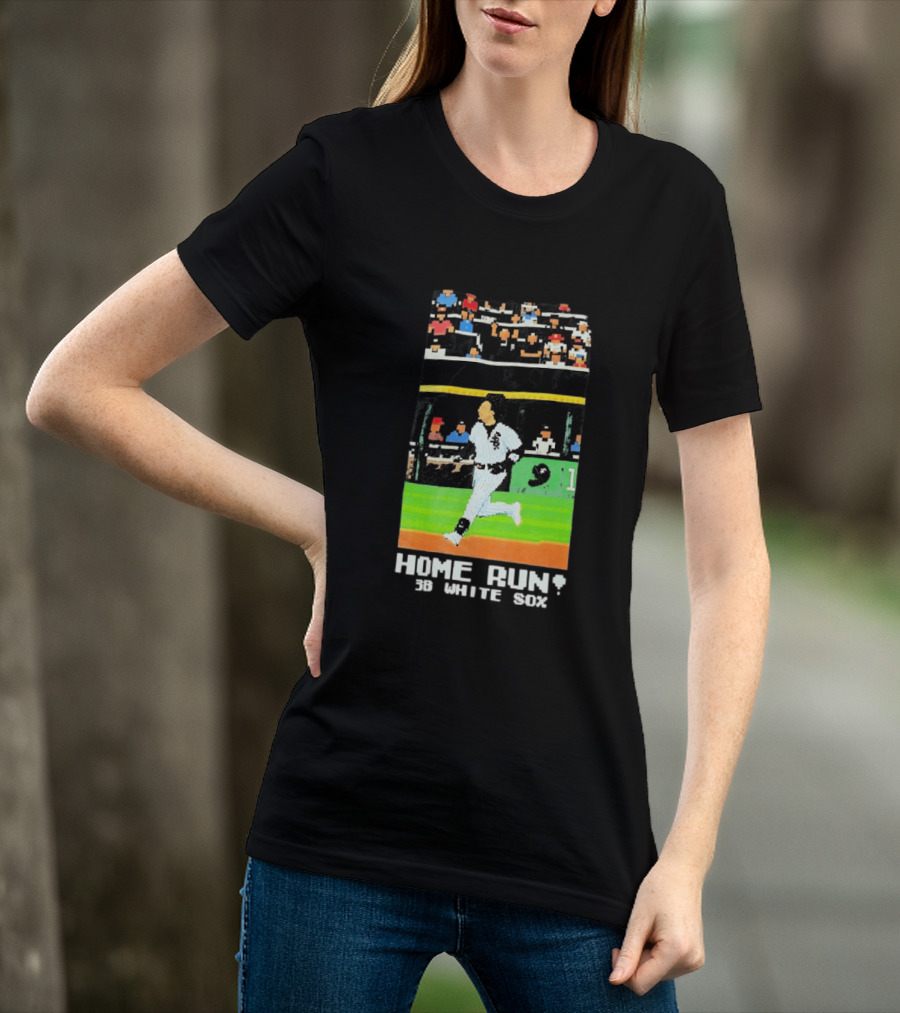 Home Run 3B White Sox Pixel Baseball T-Shirt