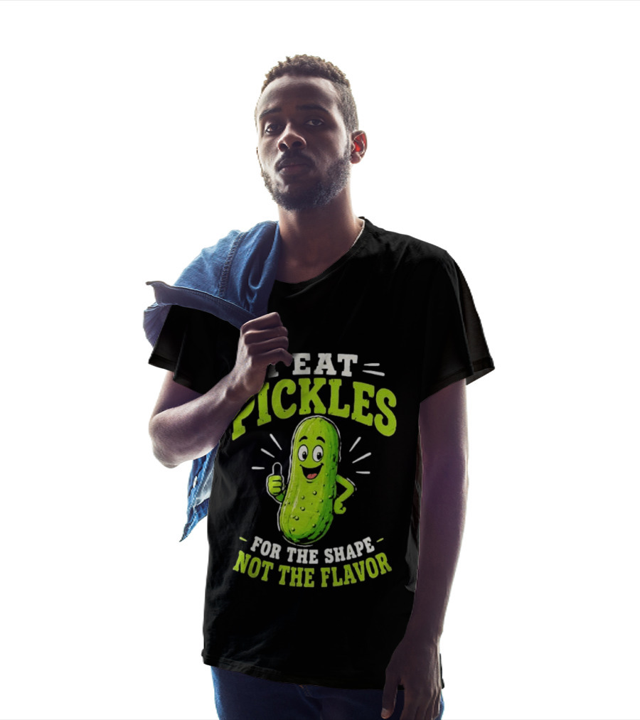 I Eat Pickles For The Shape Not The Flavor Thumb Up Cartoon T-Shirt