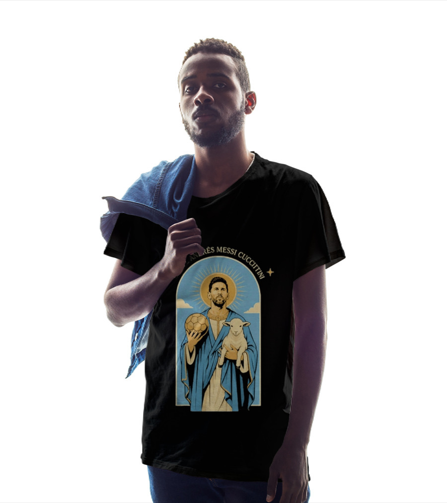 In GOAT We Trust Lionel Andrés Messi Cuccittini Golden Ball Lamb T-Shirt