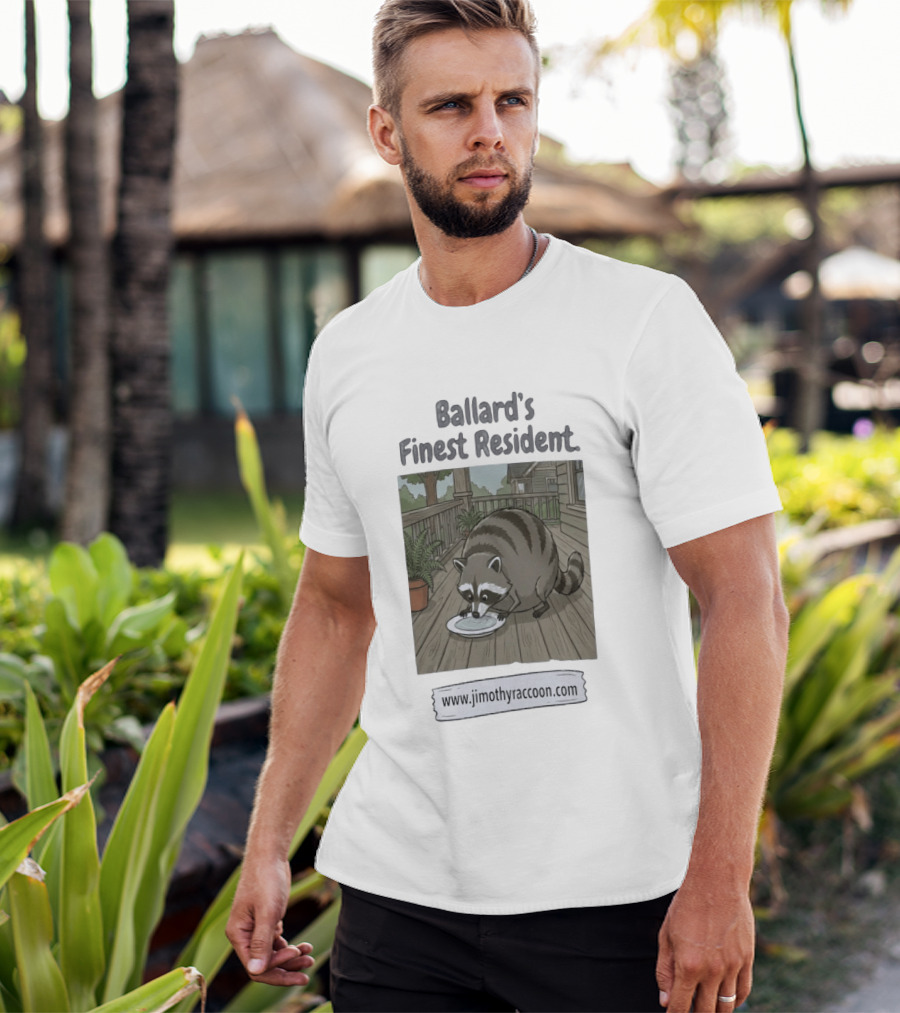 Ballard's Finest Resident Jimothy Raccoon Website Text Visual T-Shirt